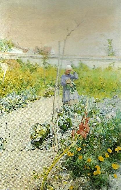 Carl Larsson i kakstradgarden Sweden oil painting art